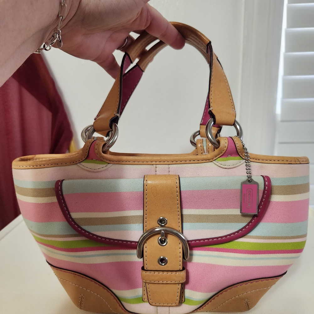 Coach Striped Multicolor Tote Bag